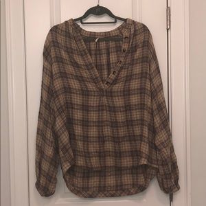 Never worn free people plaid pull over